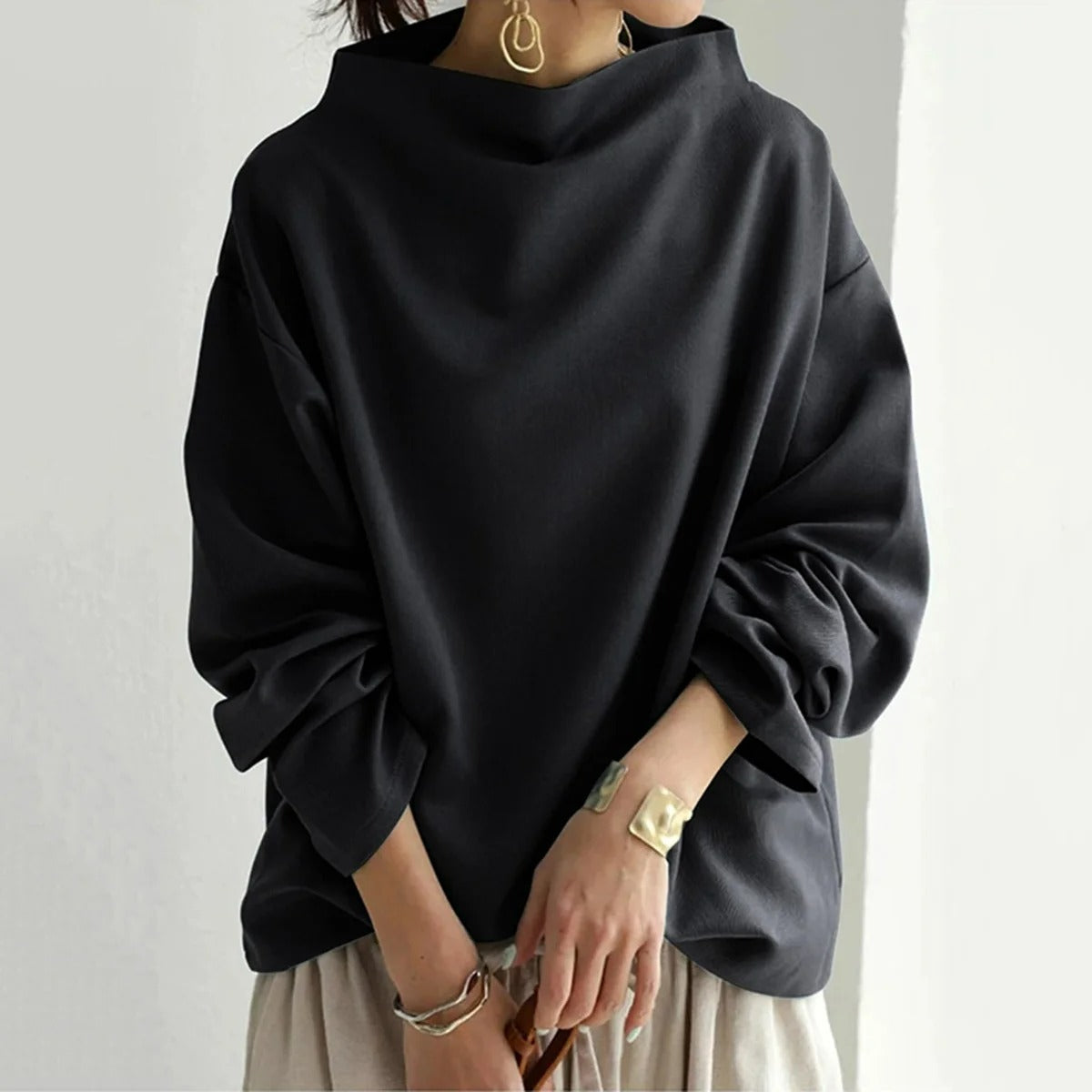 Adria | Women's Black Long-Sleeve Sweater