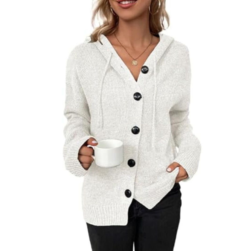 Cozy Button-Up Knit Cardigan for Women in Relaxed Fit