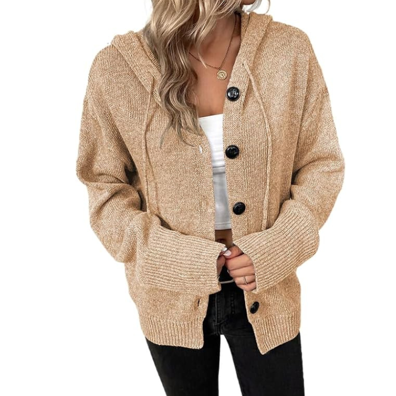 Cozy Button-Up Knit Cardigan for Women in Relaxed Fit