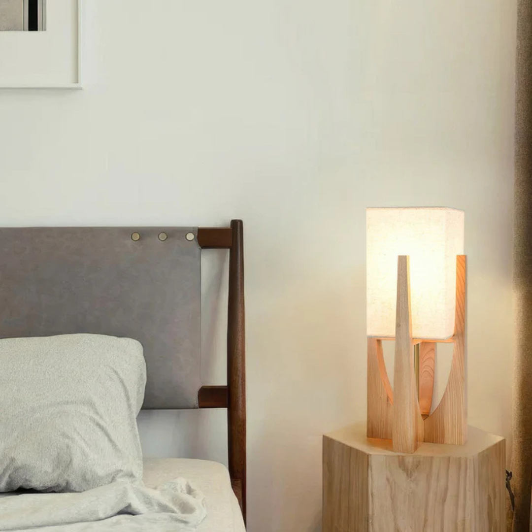Luxora - Lampada da Terra Giapponese | Lampada da Tavolo in Legno