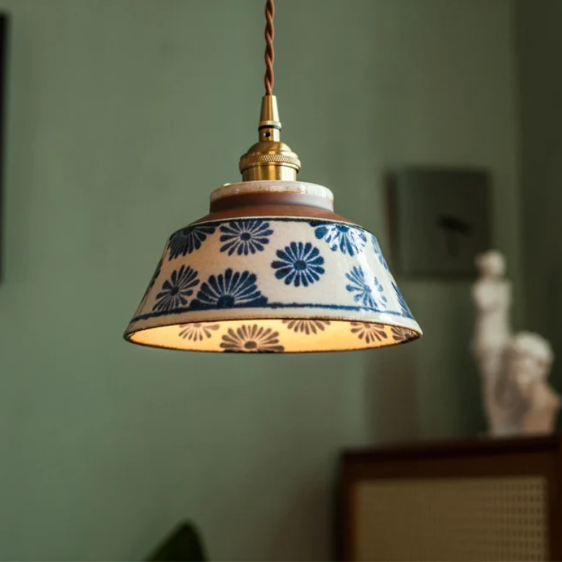 Phoebe - Lampada a sospensione giapponese in ceramica dallo stile retro
