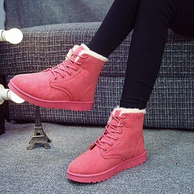 Cozy-Lined Women's Lace-Up Ankle Boots with Slip-Resistant Sole