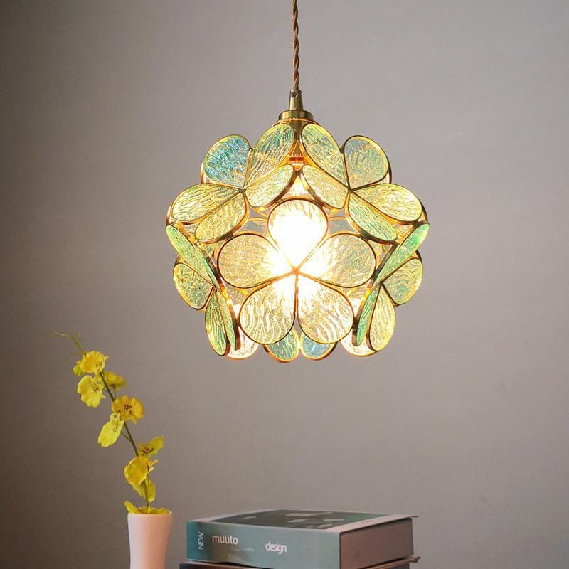 Nuvia - Lampada a sospensione LED in vetro floreale dal design moderno