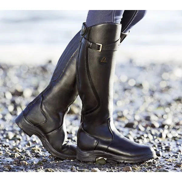 Women's Waterproof Knee-High Boots with Buckle Strap and Slip-Resistant Sole