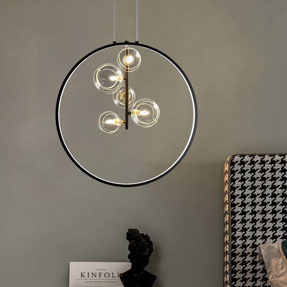 Elaris - Lampada a Sospensione Minimalista in Vetro Nero