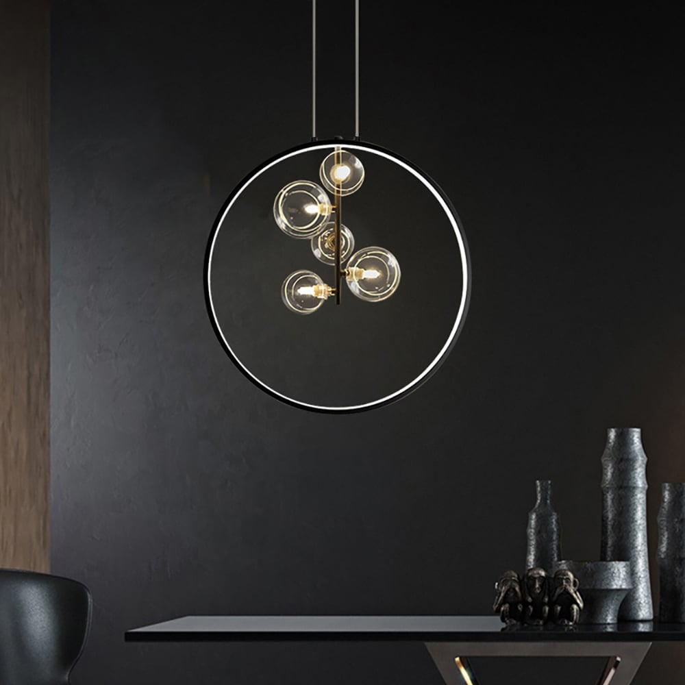 Elaris - Lampada a Sospensione Minimalista in Vetro Nero