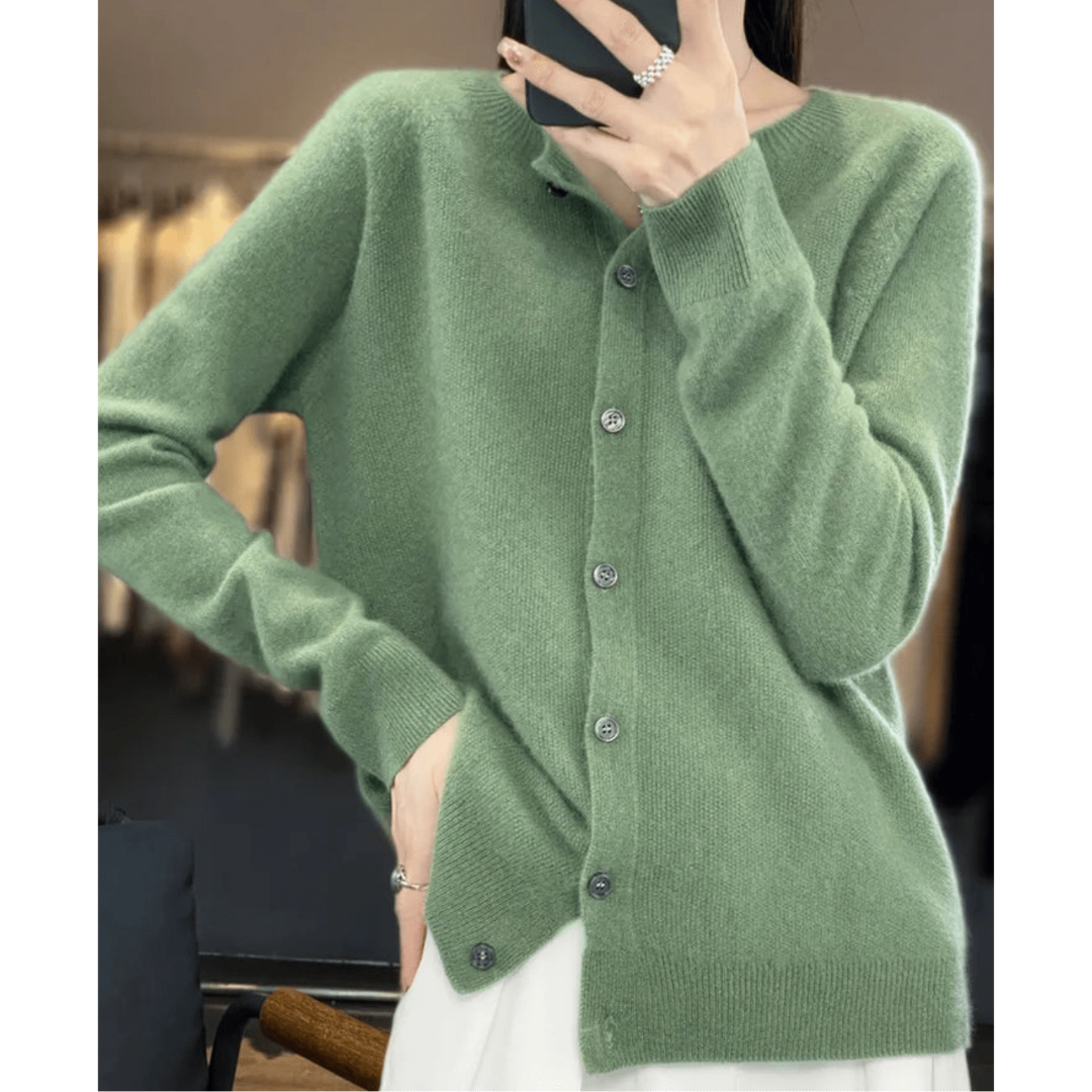 Cozy Button-Up Puffer Cardigan for Women with Long Sleeves