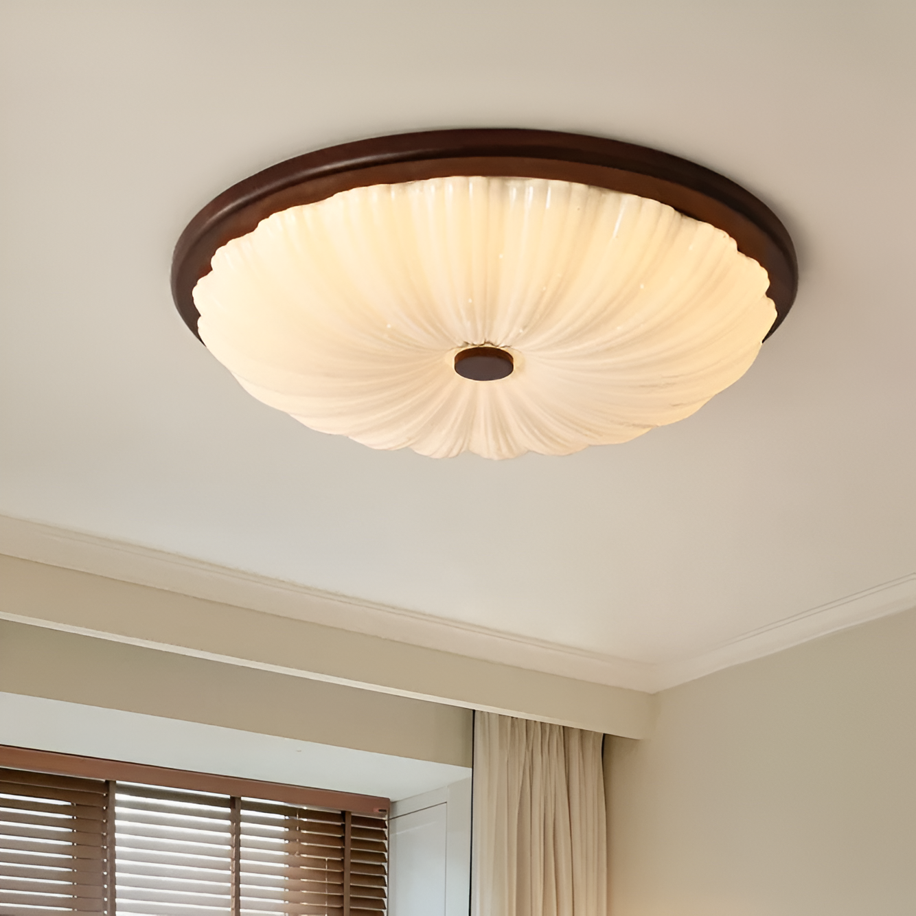Talena - Lampada da soffitto vintage in legno americano con LED