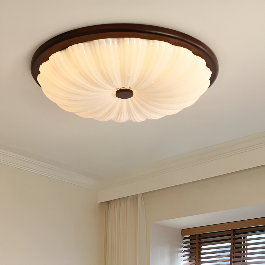 Talena - Lampada da soffitto vintage in legno americano con LED