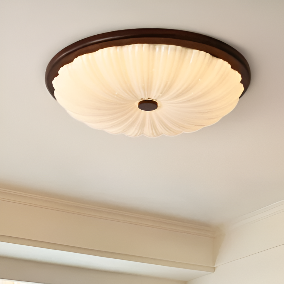 Talena - Lampada da soffitto vintage in legno americano con LED