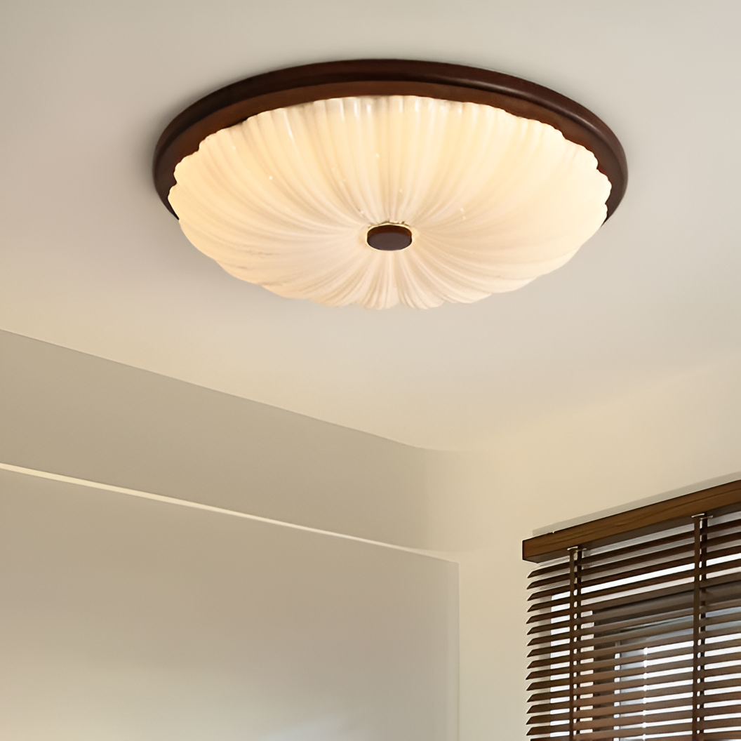 Talena - Lampada da soffitto vintage in legno americano con LED