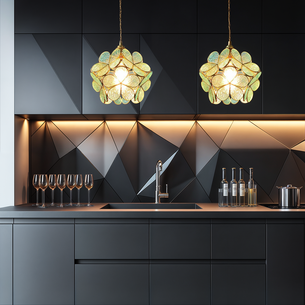 Nuvia - Lampada a sospensione LED in vetro floreale dal design moderno