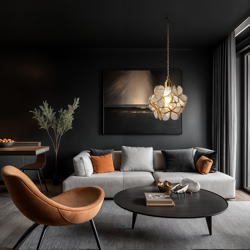 Nuvia - Lampada a sospensione LED in vetro floreale dal design moderno
