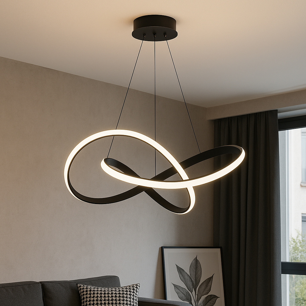 Camara - Lampada a Sospensione Moderna in Alluminio Nero per Sala da Pranzo