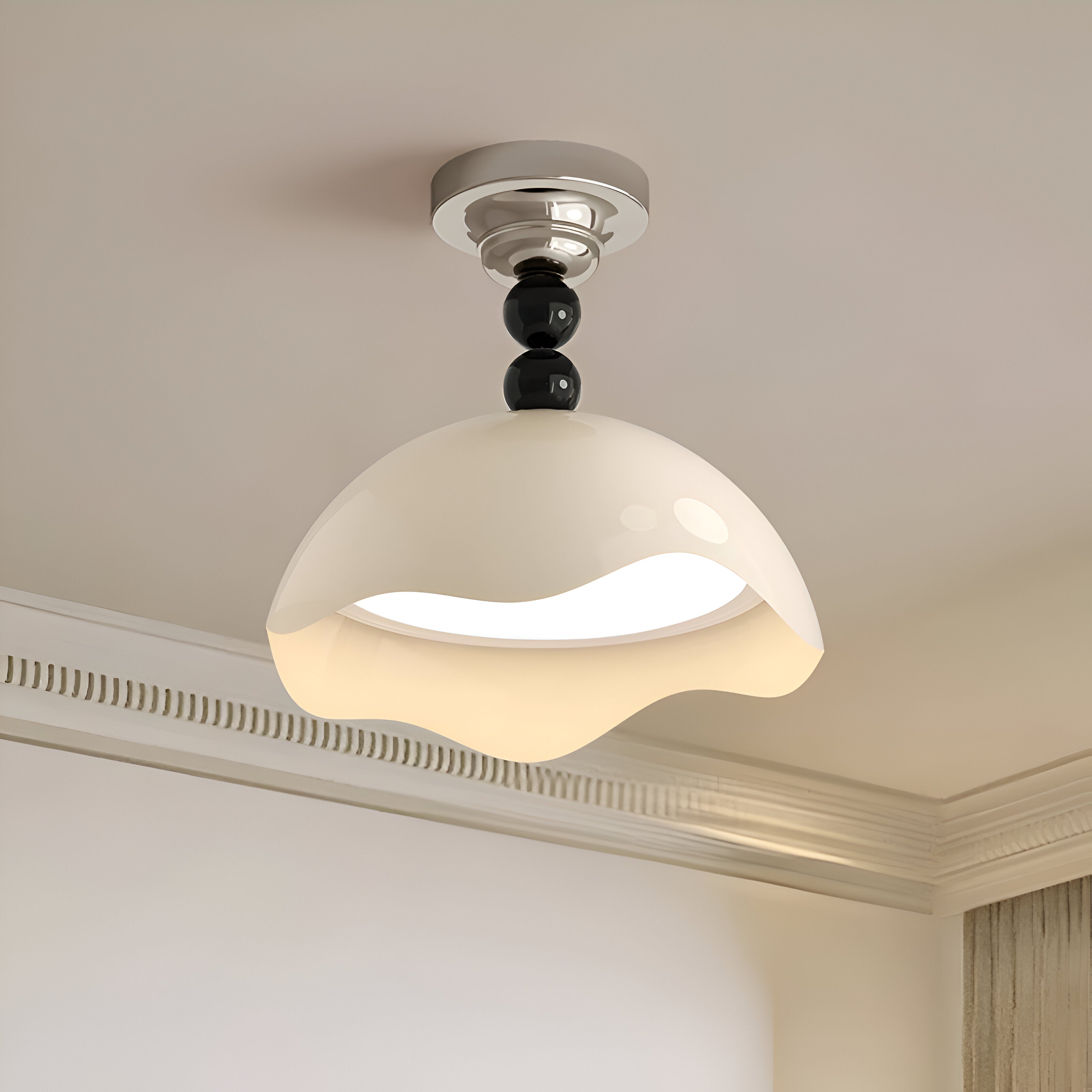 Rheana - Lampada da soffitto moderna a forma di uovo in crema