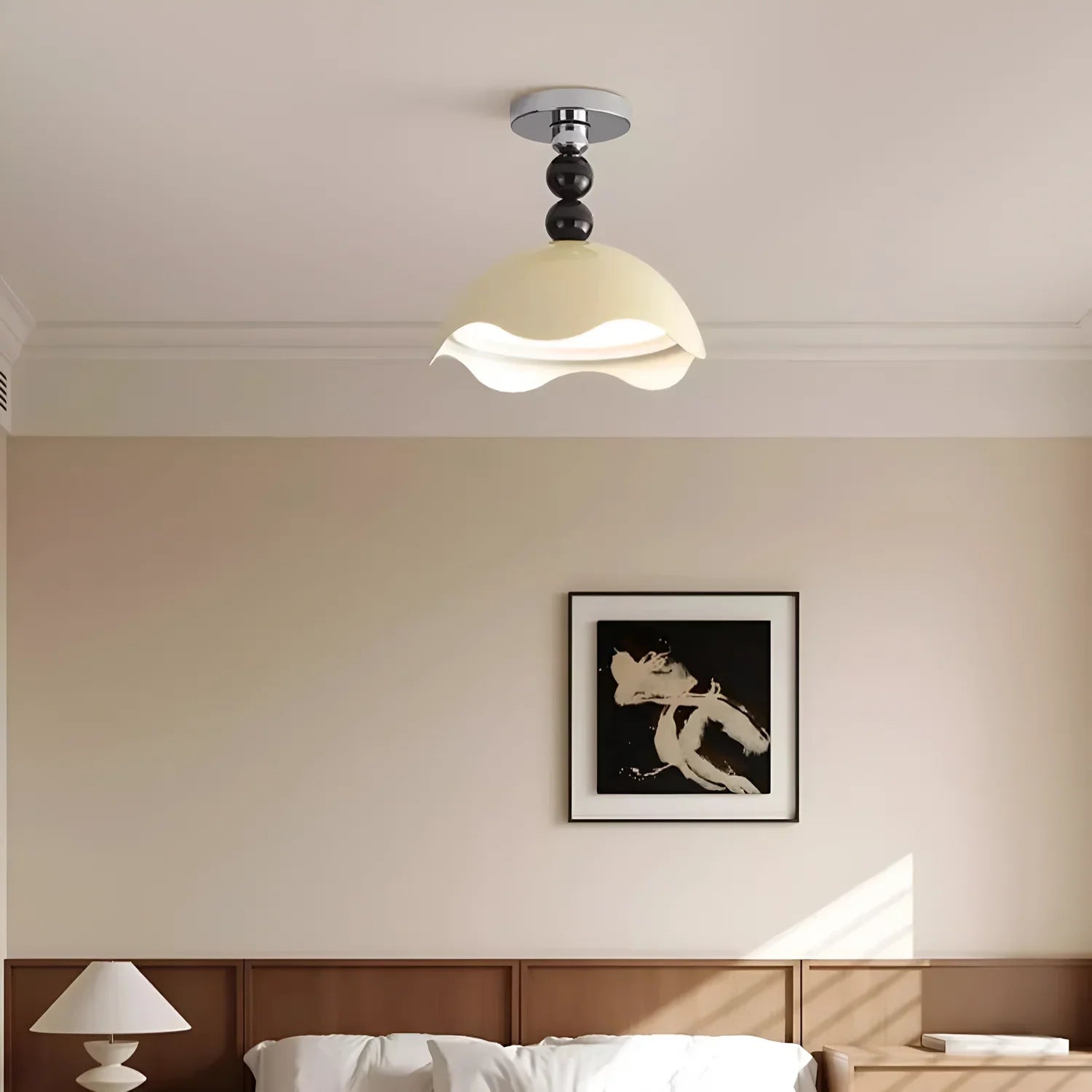 Rheana - Lampada da soffitto moderna a forma di uovo in crema