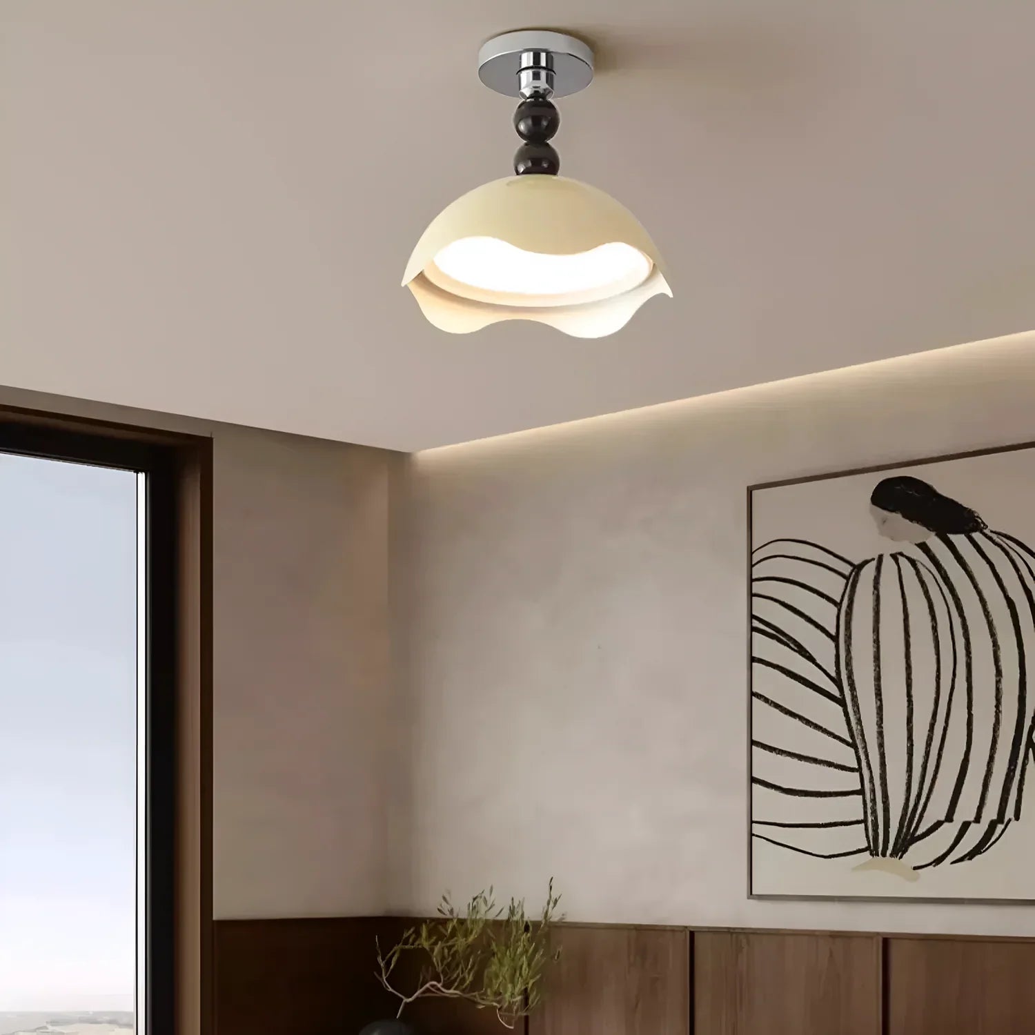 Rheana - Lampada da soffitto moderna a forma di uovo in crema