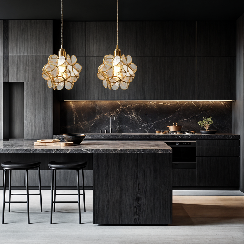 Nuvia - Lampada a sospensione LED in vetro floreale dal design moderno
