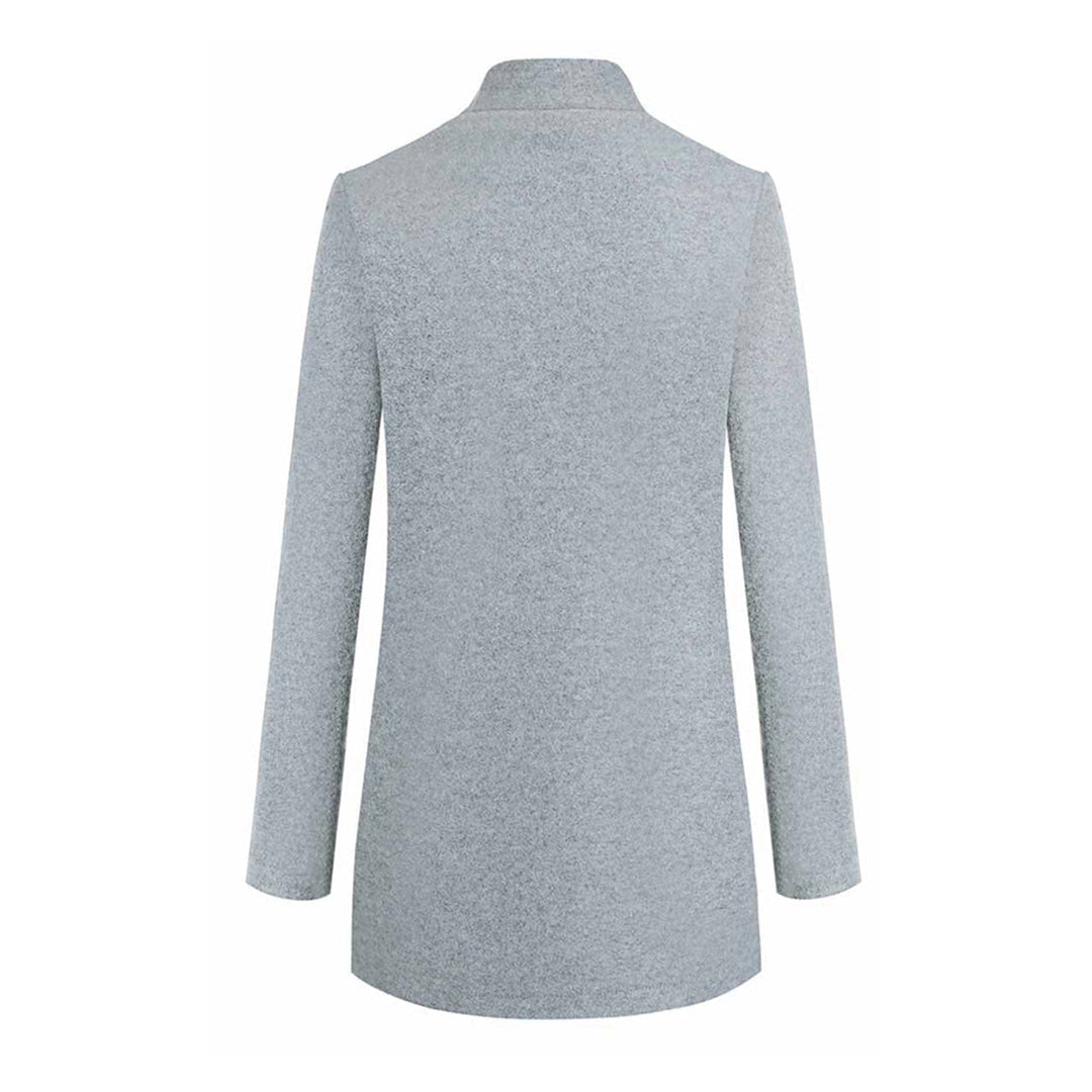 Women's Tailored Long Wool Trench Coat with Stand-Up Collar