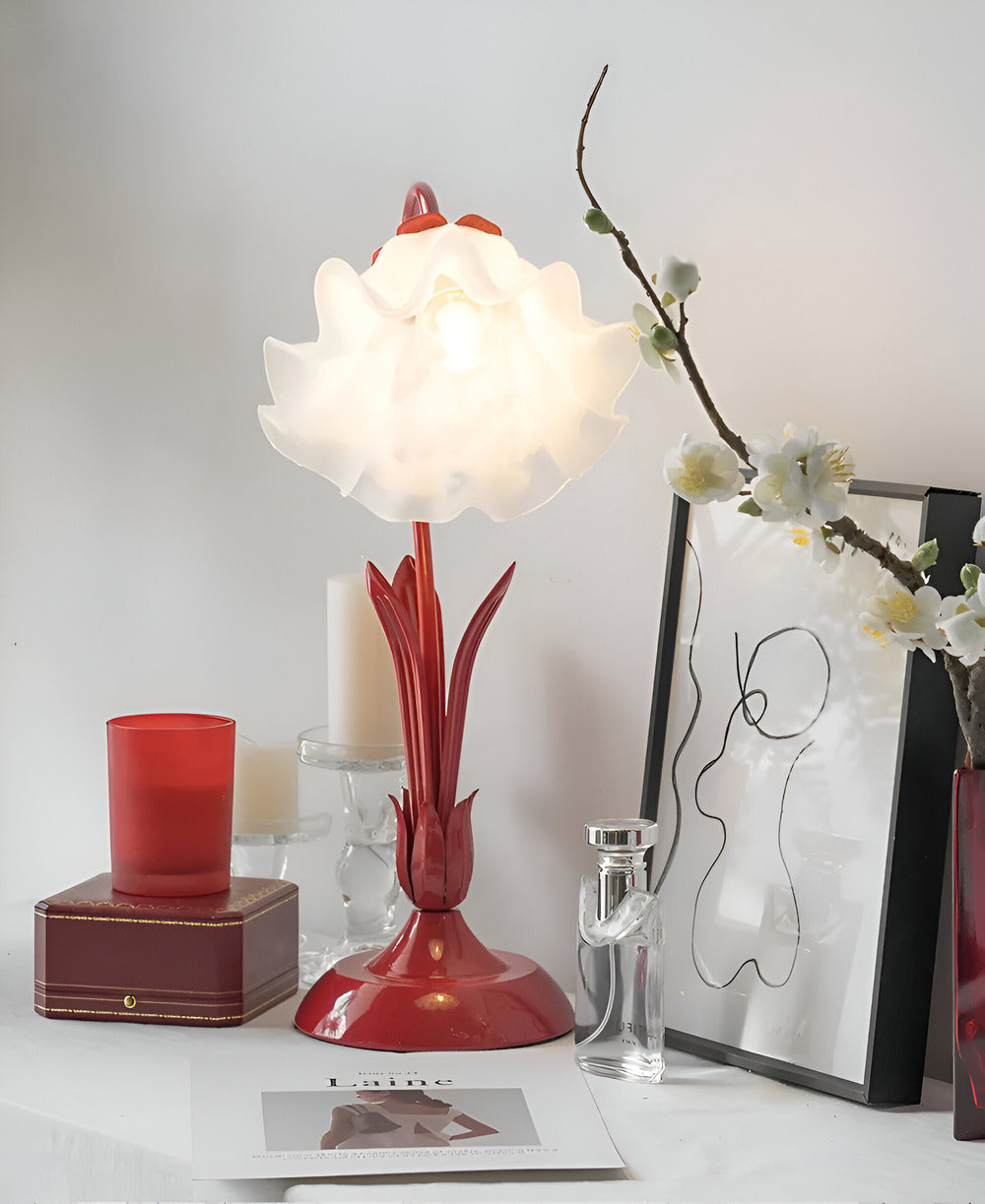 Talia - Lampada da Tavolo in Stile Francese con Design Floreale Vintage