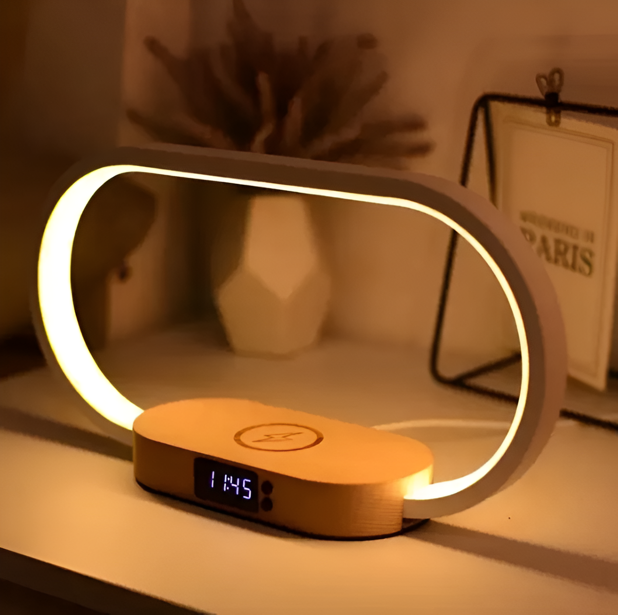 Ismerelle - Lampada Notturna Multifunzionale con Caricatore Integrato e Orologio Digitale