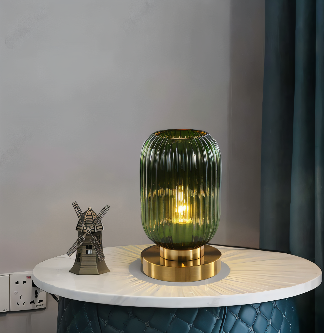 Oriantha - Lampada da Tavolo in Stile Nordico con Vetro Striato