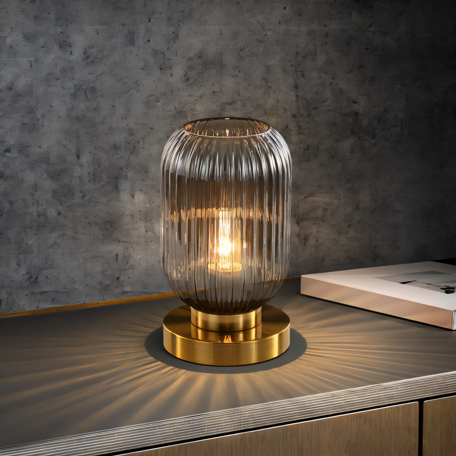 Oriantha - Lampada da Tavolo in Stile Nordico con Vetro Striato