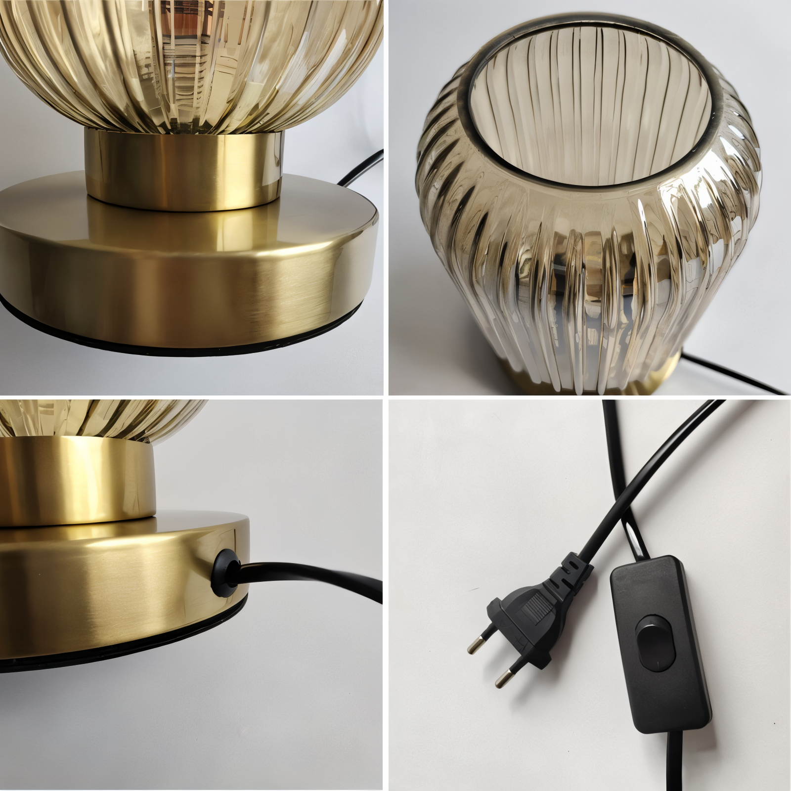 Oriantha - Lampada da Tavolo in Stile Nordico con Vetro Striato