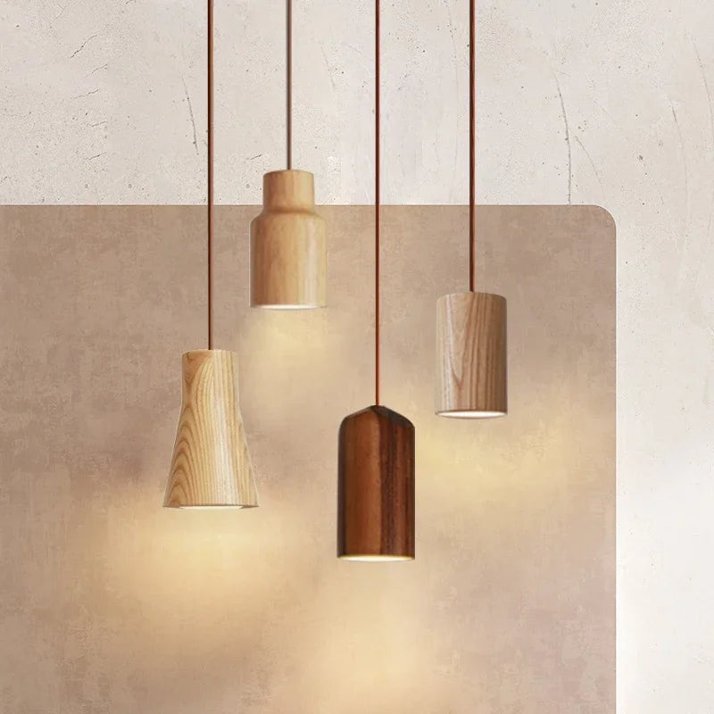 Thalene - Lampada a sospensione moderna in legno scandinavo con illuminazione LED