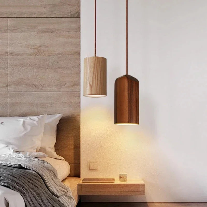Thalene - Lampada a sospensione moderna in legno scandinavo con illuminazione LED