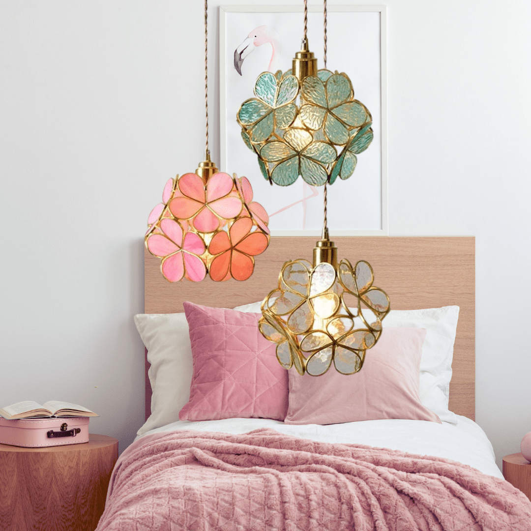 Nuvia - Lampada a sospensione LED in vetro floreale dal design moderno