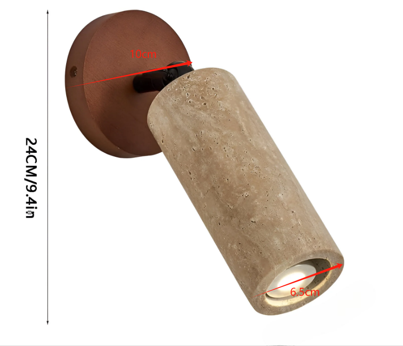 Serapha - Lampada LED da Parete e Soffitto in Travertino e Legno, Regolabile