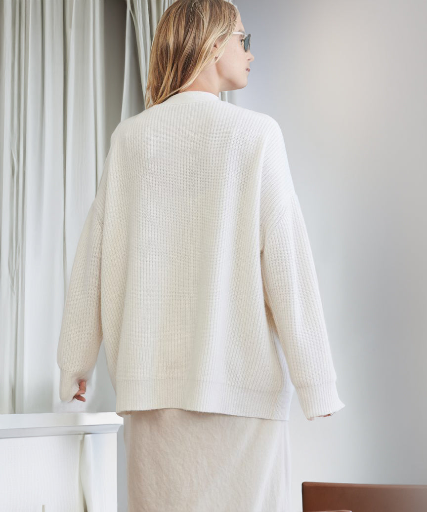 Women's Oversized Button-Up Cardigan in Cozy Ribbed Knit