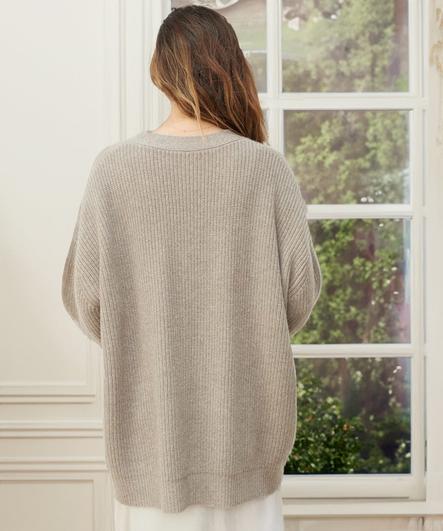 Women's Oversized Button-Up Cardigan in Cozy Ribbed Knit