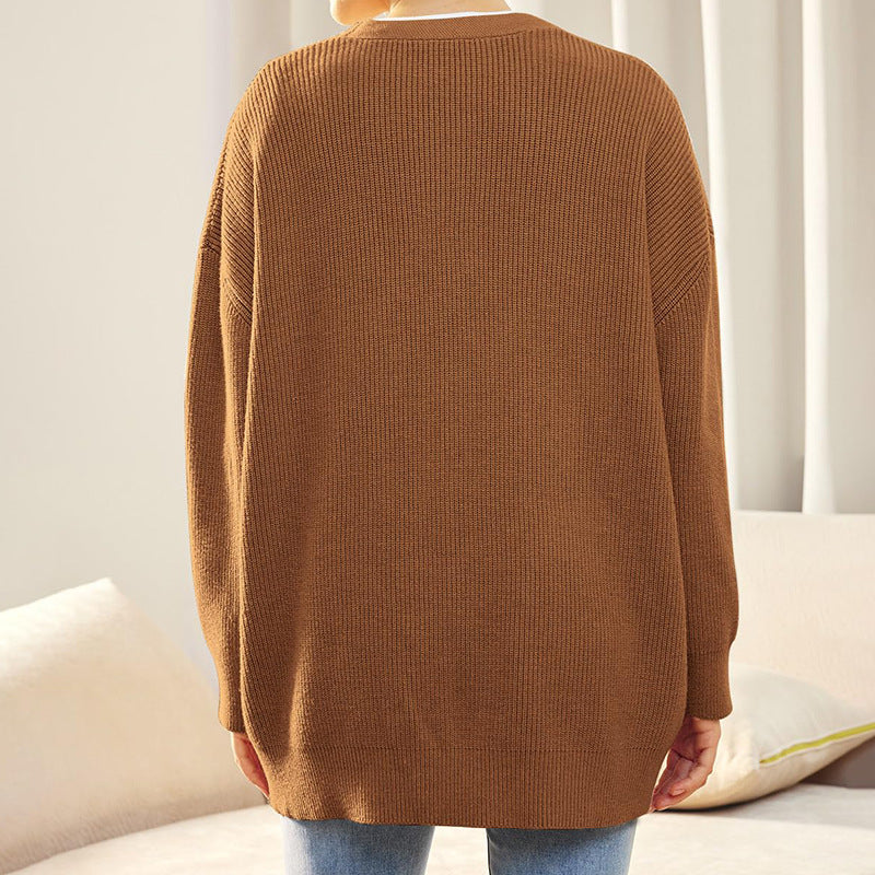 Women's Oversized Button-Up Cardigan in Cozy Ribbed Knit