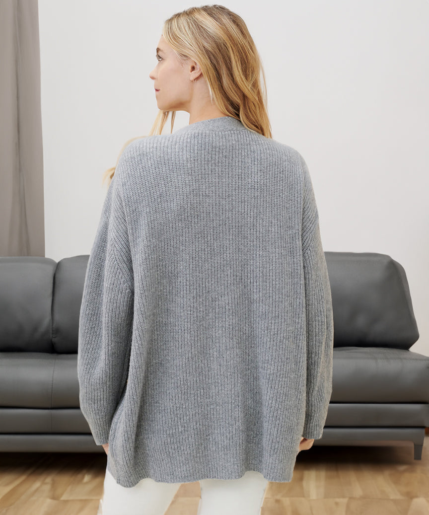 Women's Oversized Button-Up Cardigan in Cozy Ribbed Knit