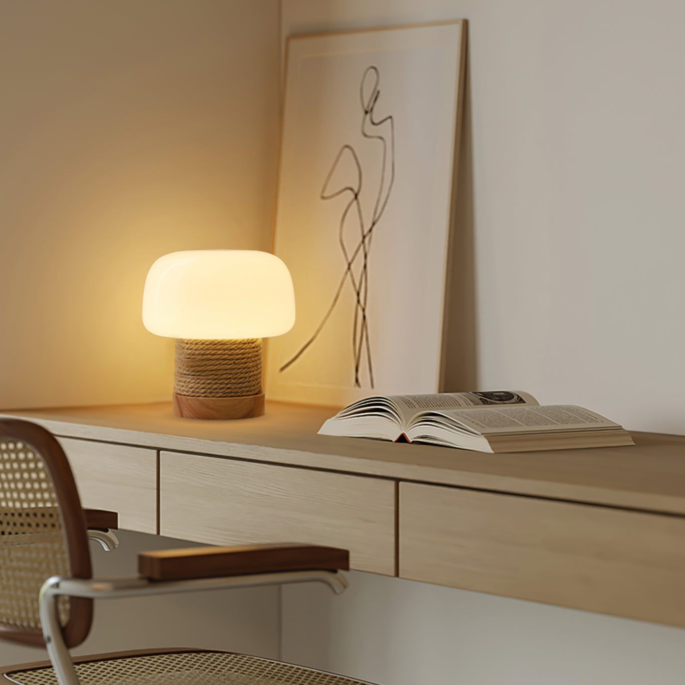 Valoria - Lampada da Tavolo LED Moderna con Design Minimalista e Base in Legno