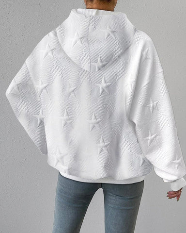 Women’s Oversized Hoodie with Textured Star Design