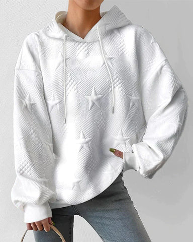 Women’s Oversized Hoodie with Textured Star Design