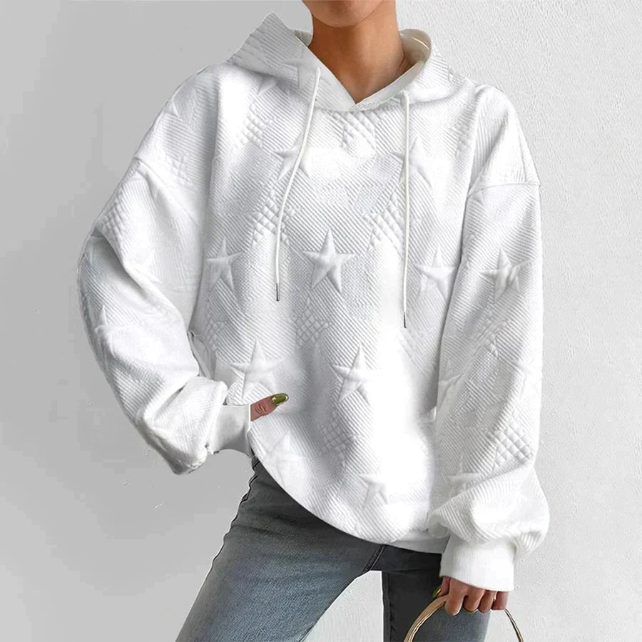 Women’s Oversized Hoodie with Textured Star Design