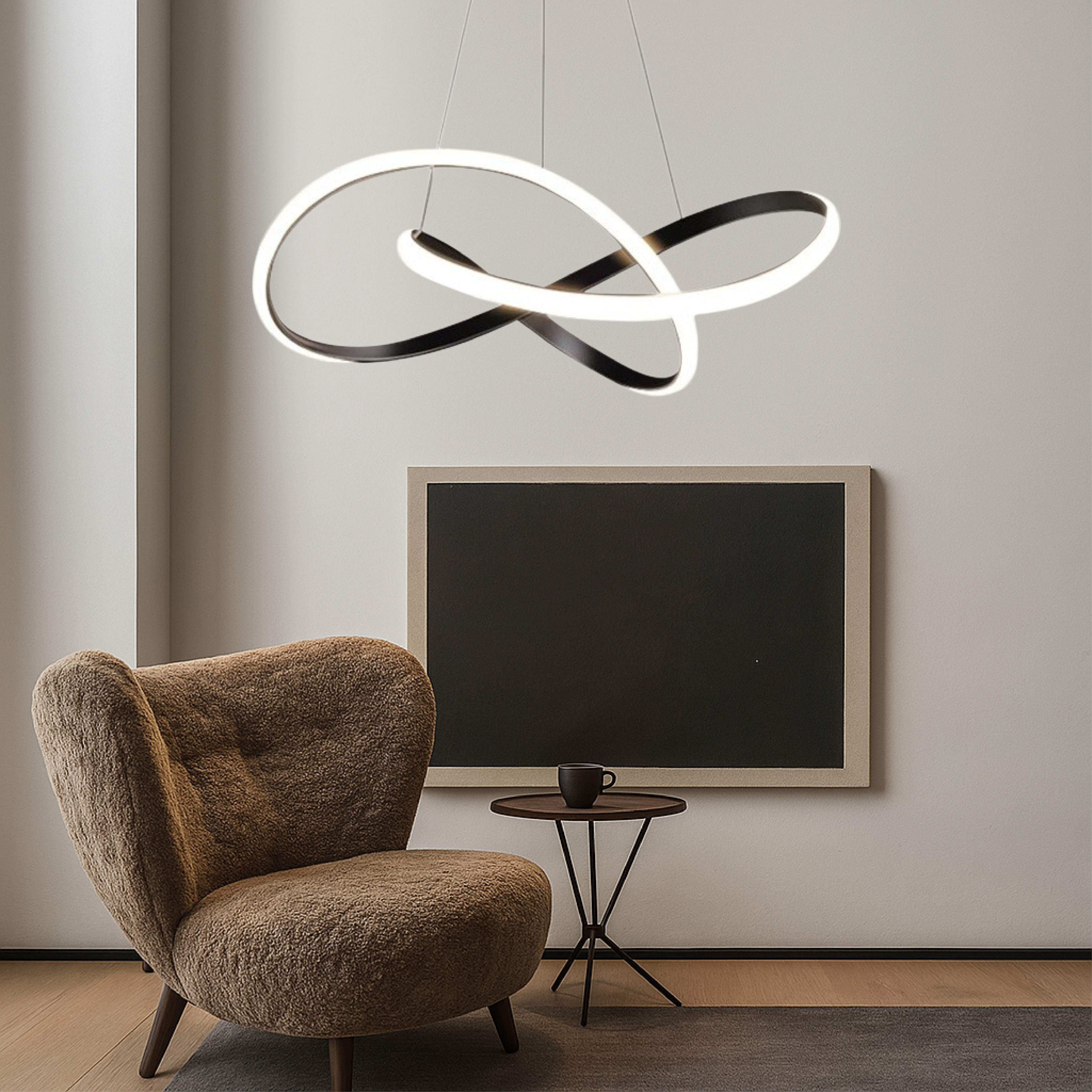 Camara - Lampada a Sospensione Moderna in Alluminio Nero per Sala da Pranzo