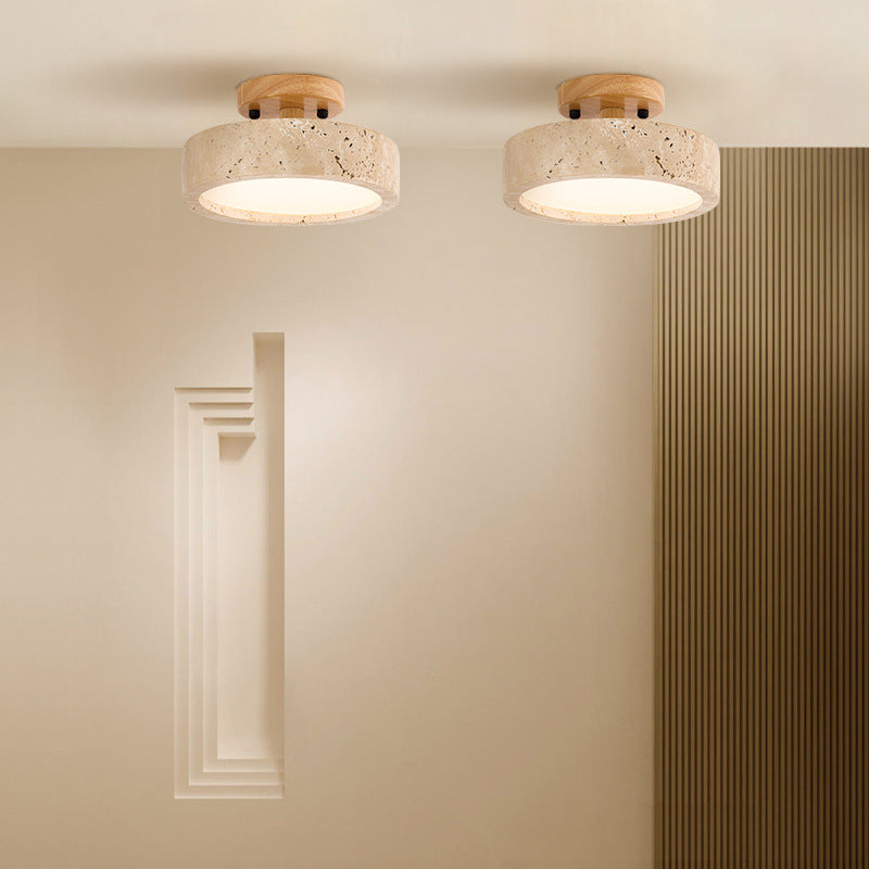Aterna - Lampada da Soffitto LED Rotonda in Travertino