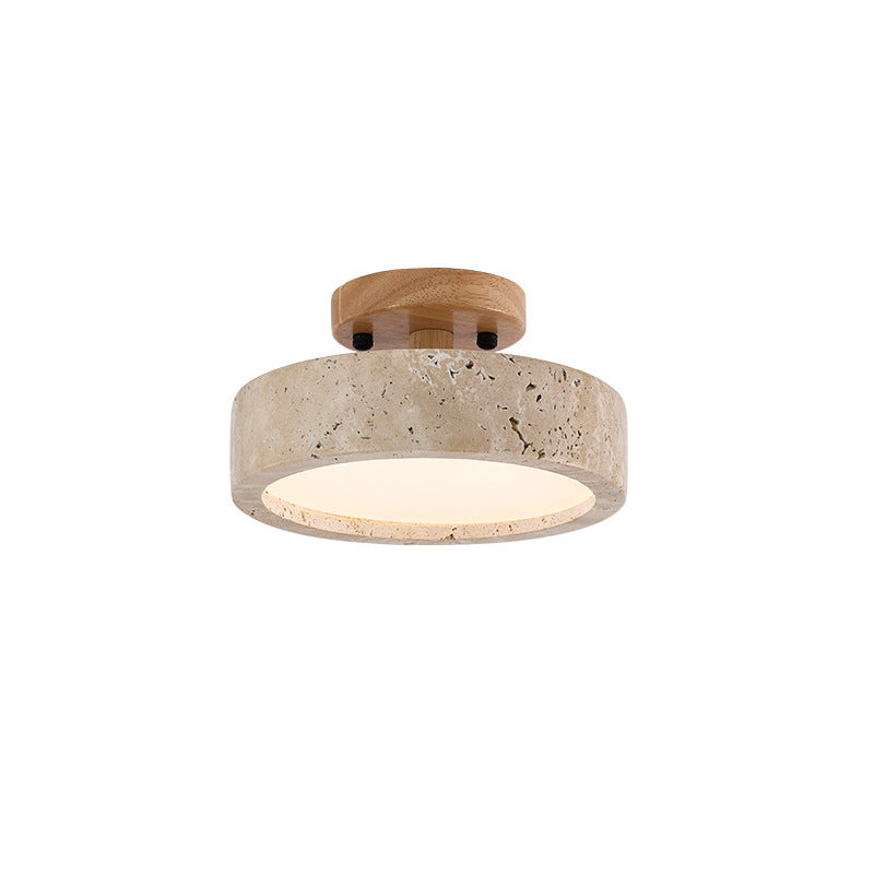 Aterna - Lampada da Soffitto LED Rotonda in Travertino