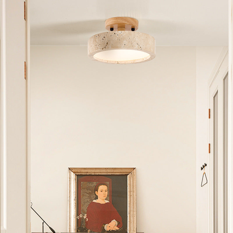 Aterna - Lampada da Soffitto LED Rotonda in Travertino