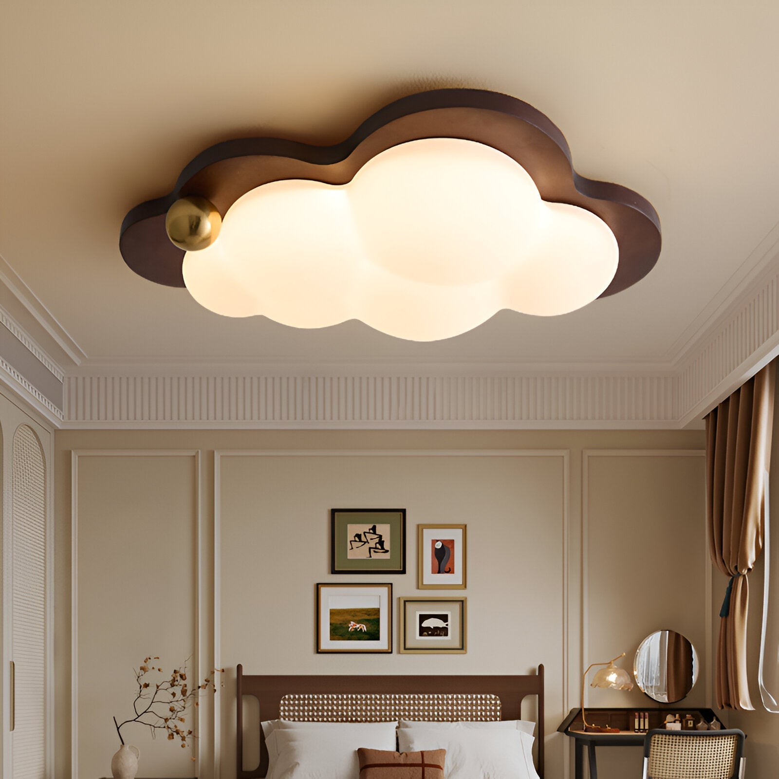 Celestra - Lampada a soffitto LED in legno dallo stile vintage