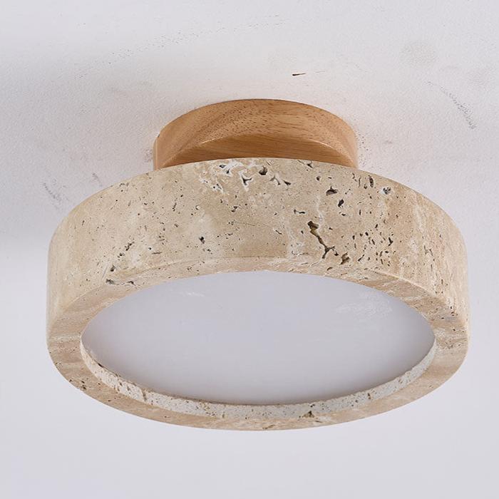 Aterna - Lampada da Soffitto LED Rotonda in Travertino
