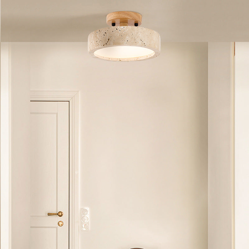 Aterna - Lampada da Soffitto LED Rotonda in Travertino