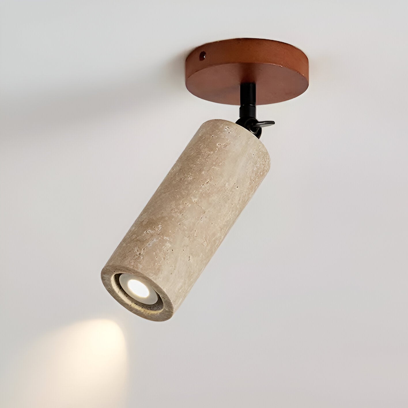 Serapha - Lampada LED da Parete e Soffitto in Travertino e Legno, Regolabile