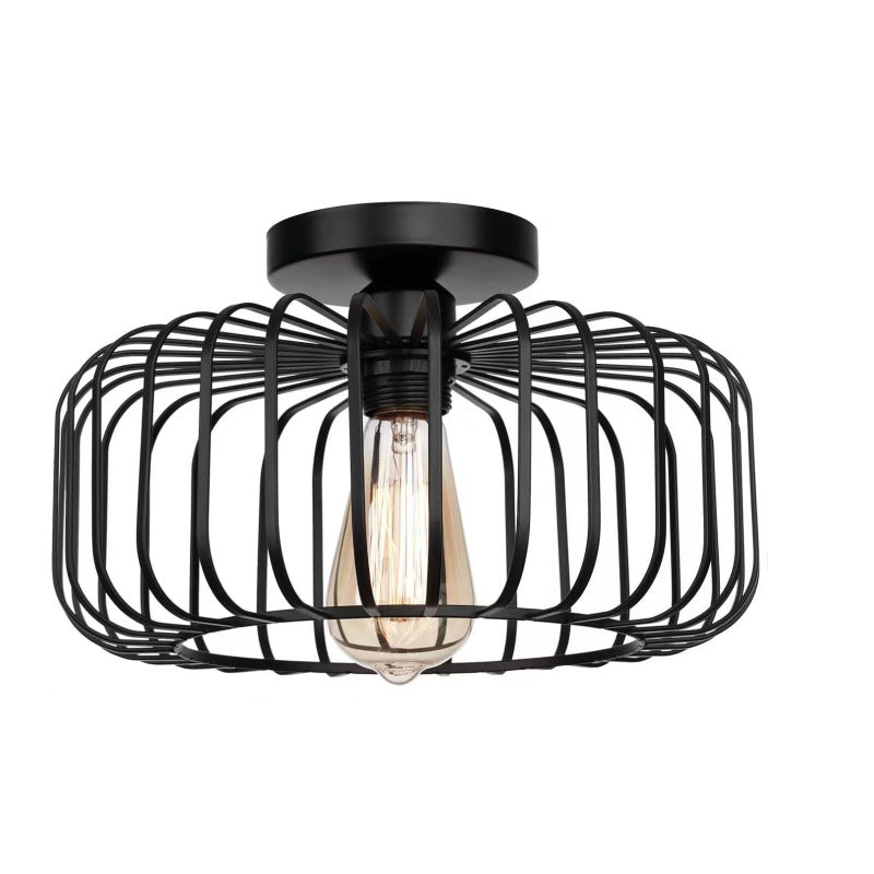 Nerassa - Lampada a soffitto in stile gabbia per uccelli, design industriale moderno, colore nero