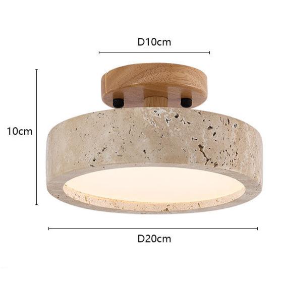 Aterna - Lampada da Soffitto LED Rotonda in Travertino